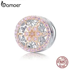 BAMOER Подлинная 925 пробы серебряные цветущие бутоны прозрачные кубические циркониевые бусины Подвески подходят для браслетов DIY Изготовление ювелирных изделий SCC923