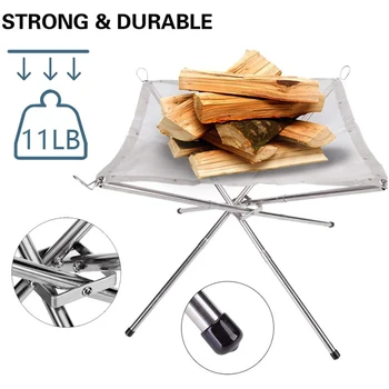 

Portable Outdoor Fire Pit Camping Stainless Steel Mesh Fireplace Foldable for Outdoor Patio HUG-Deals