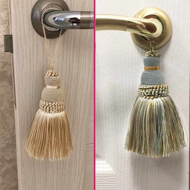 2Pcs Gold Tassel Hanging Pendant Decorative Curtains Accessories Key Tassels Curtain Tieback DIY Craft Tassel Fringe Trim