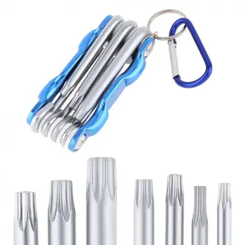 

7pcs/set Multifunctional Folding Hex Wrench Set Chrome Vanadium Steel Combination Hexagon Wrench with Key Ring and Plum Head