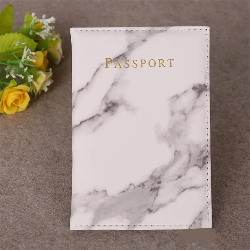 Vintage Marble Passport Holder ID Cover Travel Accessories Portable Bank Card Passport Women Men Business PU Leather Wallet Case