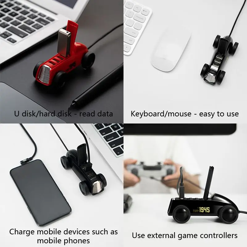 Ретро Винтаж Автомобильный Разветвитель домашний USB 2,0 концентратор 4 порта док-станция Компьютер сплиттер