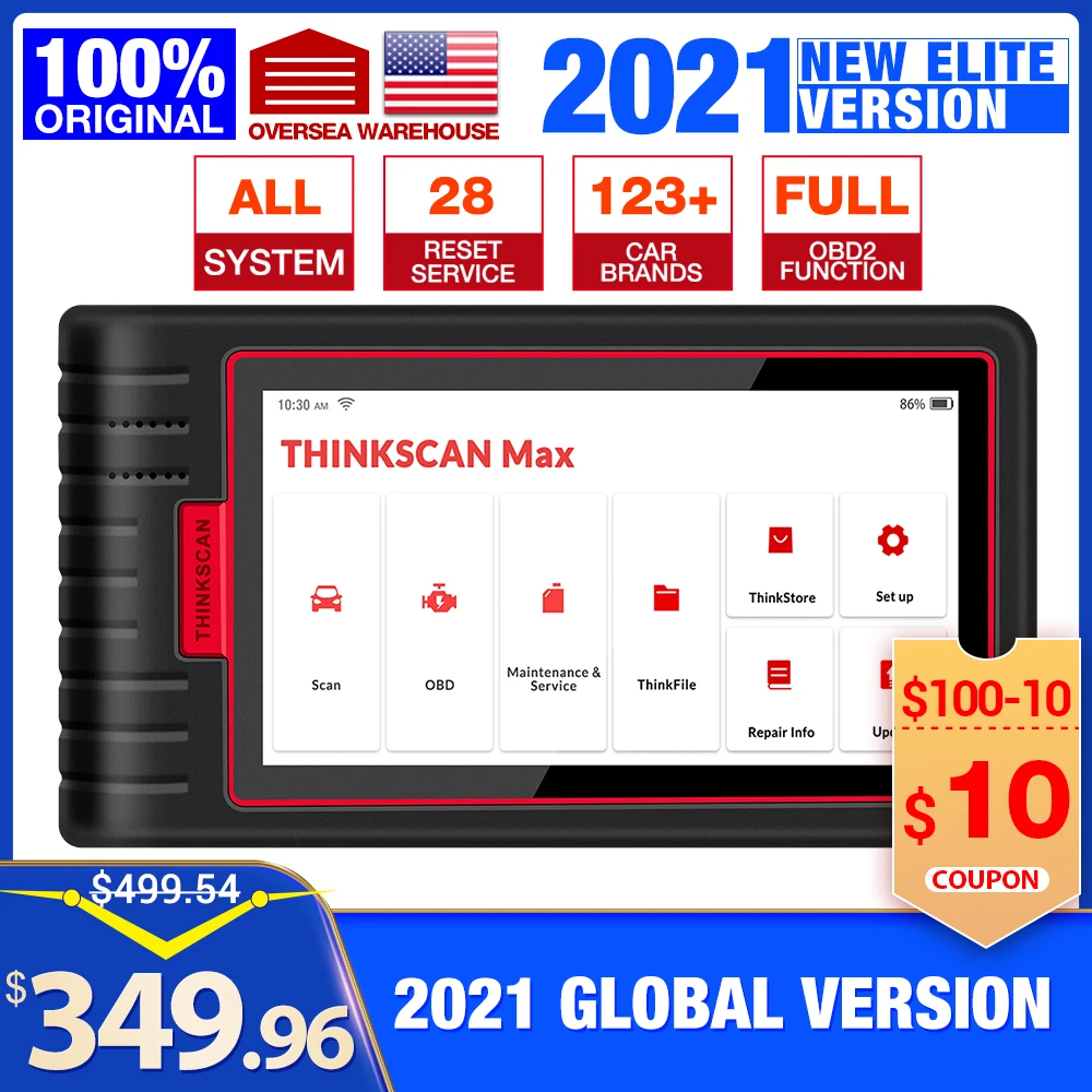 US $349.96 Thinkcar Thinkmax Full System Diagnostic Scan Tool OBD2 Scanner With 16 Reset Funtions Free Update Lifetime PK Launch CRP909E