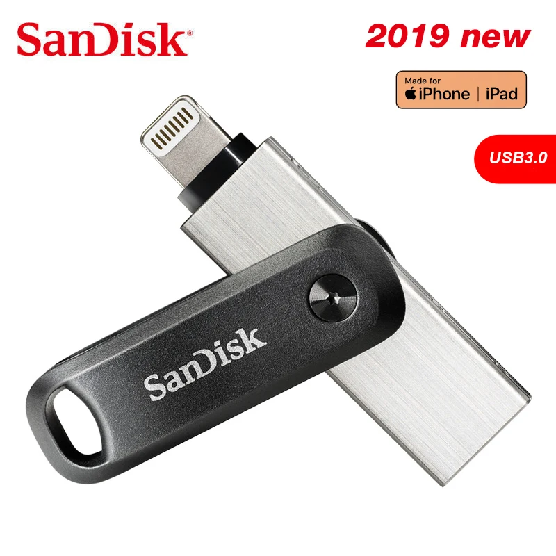 Флеш-накопитель SanDisk iXpand Go USB 3,0 OTG 128 ГБ 256 ГБ, флеш-накопитель Lightning на металлическую ручку, диск 128 ГБ для iPhone iPad, карта памяти