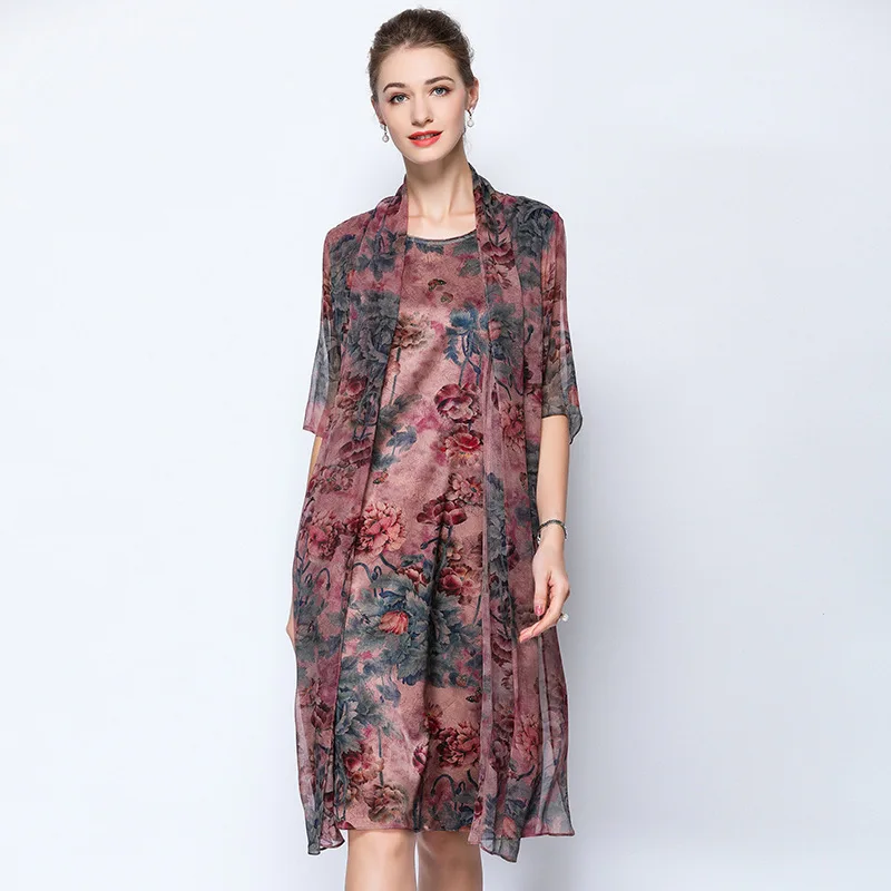 Donker Roze Retro Bloemen Zijden Jurken Vrouwen 2020 Zomer Merk Lange Casual Kantoor Werk Strand Boho Mom Dress Plus Size dropship Donker Roze Retro Bloemen Zijden Jurken Vrouwen 2020 Zomer Merk Lange Casual Kantoor Werk Strand Boho Mom Dress Plus Size dropship