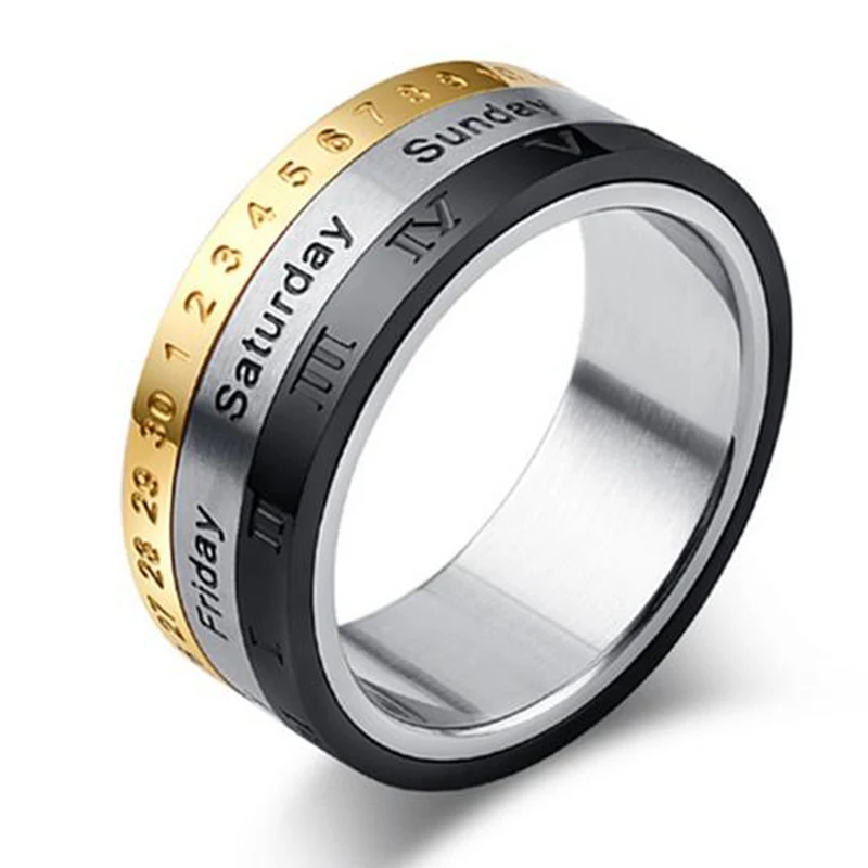 Creative-Rotate-Time-Turn-Rings-Three-color-Calendar-Week-Roman-Digital-Stainless-Steel-Jewelry-For-Man