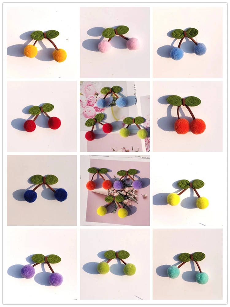 10Pcs/Bag 2Cm Cherry Cashmere Hair Ball Lace Pendant Hair Accessories DIY Wedding Party Sewing Handmade Hat Ball Decoration pom poms craft supplies