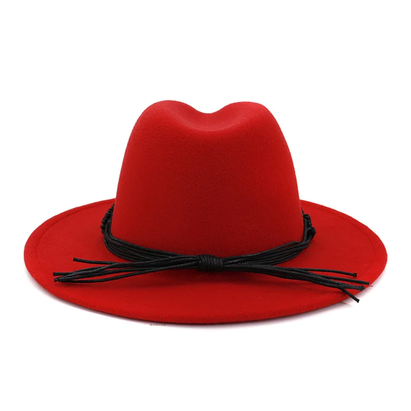 FS элегантная однотонная женская шерстяная Фетровая Шляпа Fedora Trilby, мужские шляпы с широкими полями, винтажная джазовая Кепка, красный, розовый, Sombreros Fieltro Mujer