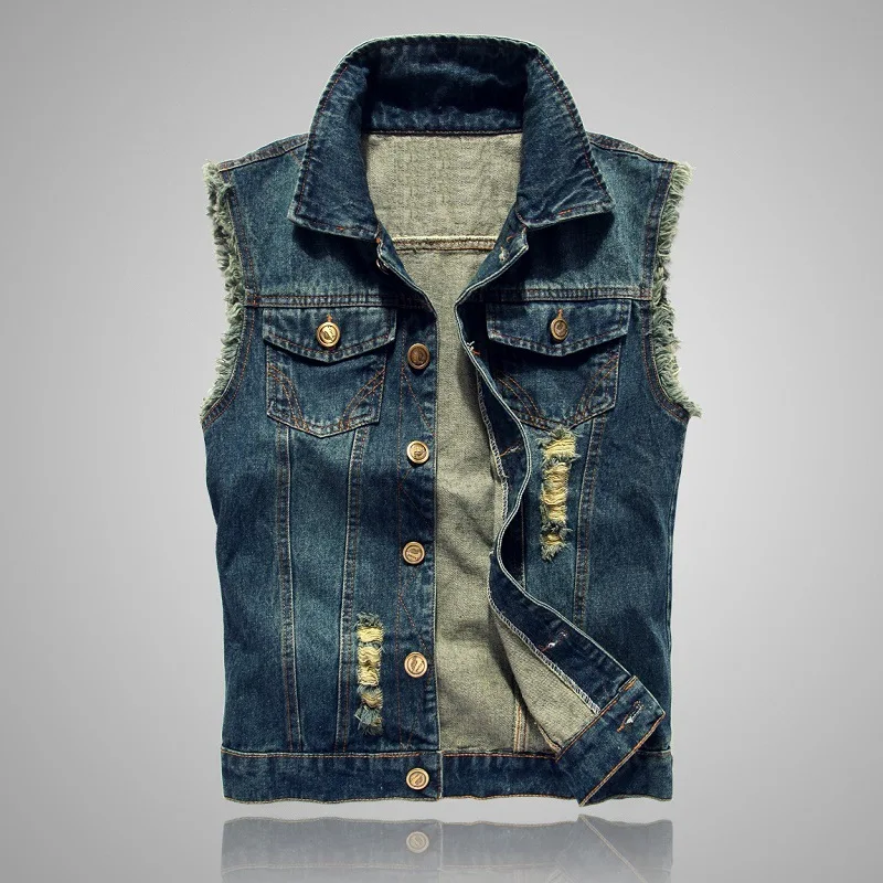 

MEN'S Denim Vest 2018 Spring And Autumn Korean-style Sleeveless Waistcoat Slim Fit Casual Denim Vest Tops Large Size Fashion