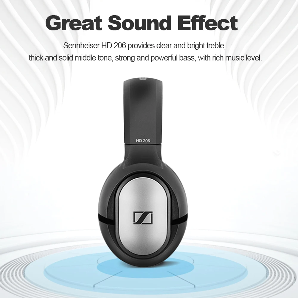 Original Sennheiser HD206 3 5mm Wired Headphone Noise Isolation Earphone Stereo Music Sport Headset Deep Bass for iPhone Android