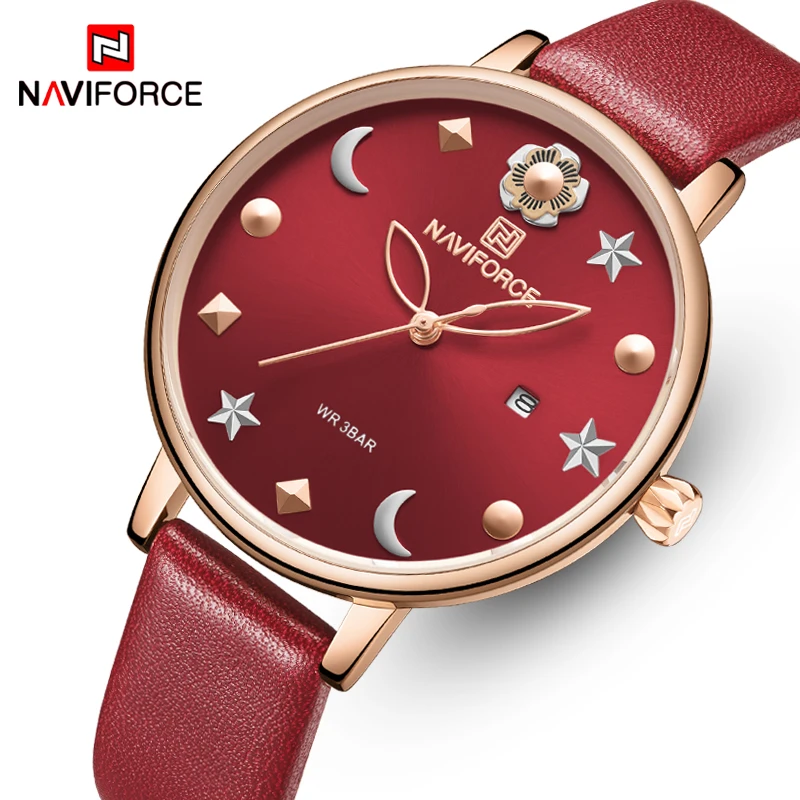 NAVIFORCE женские часы лучший бренд класса люкс Модные кварцевые наручные кожаные