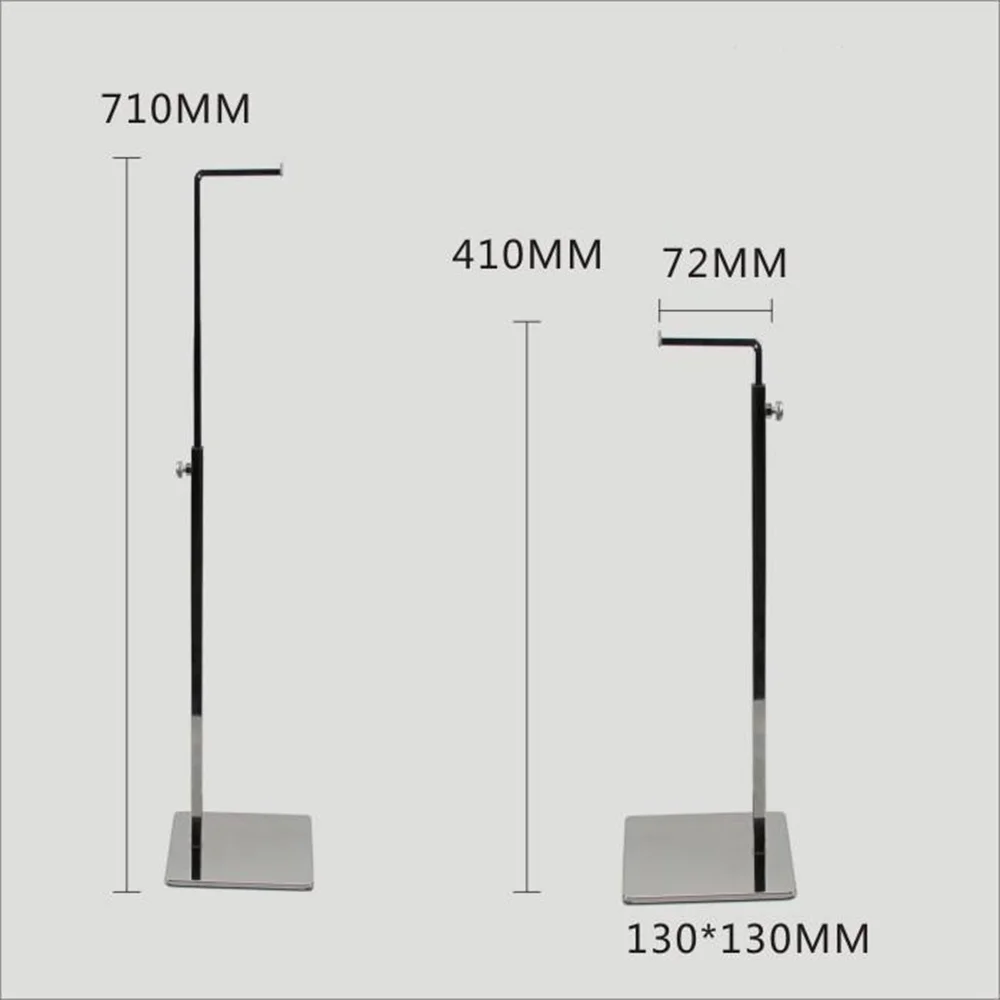 Hot Sale Fashion 7-type Mirro Stainless Steel Metal Bags Display Rack Adjustable Handbag Display Stand Holder Wig Hanging Stand