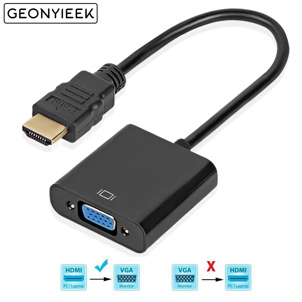 Кабель преобразователь HDMI в VGA папа мама адаптер 1080P цифровой аналоговый видео
