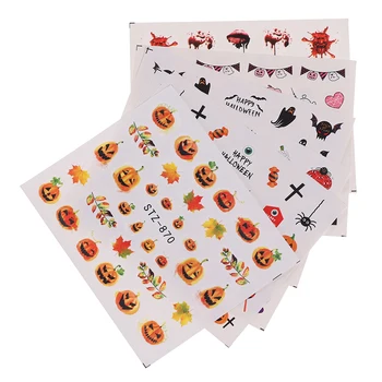 

24 Pcs Halloween Bat Witch Sticker Nail Art Design Water Transfer Sliders Decals For Nail Sticker 3D Tips Decorations