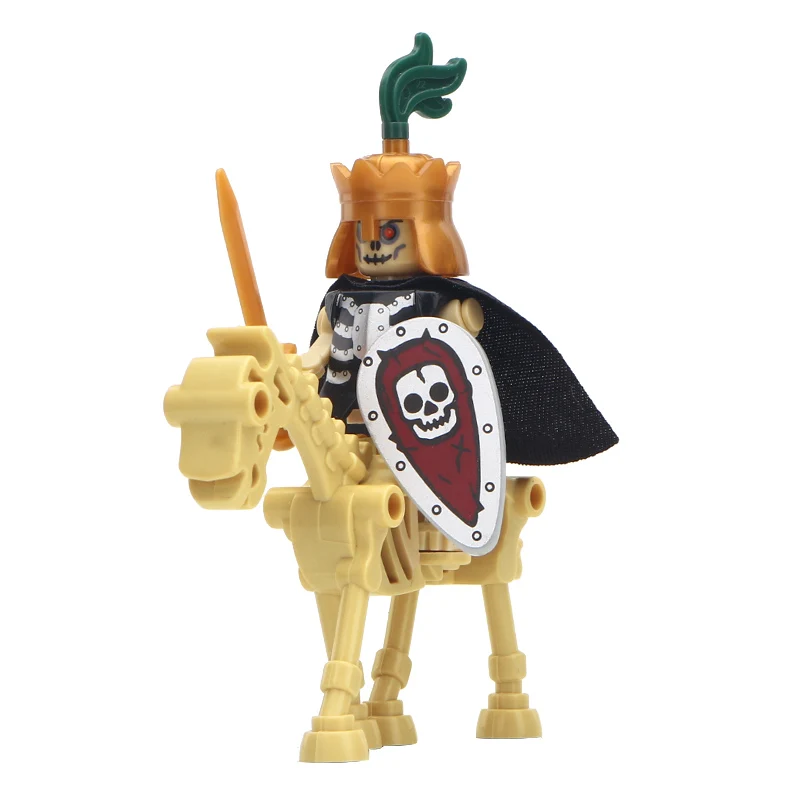 Single Medieval castle warriors Skeletons ride horses  Army Military Model Building block of children
