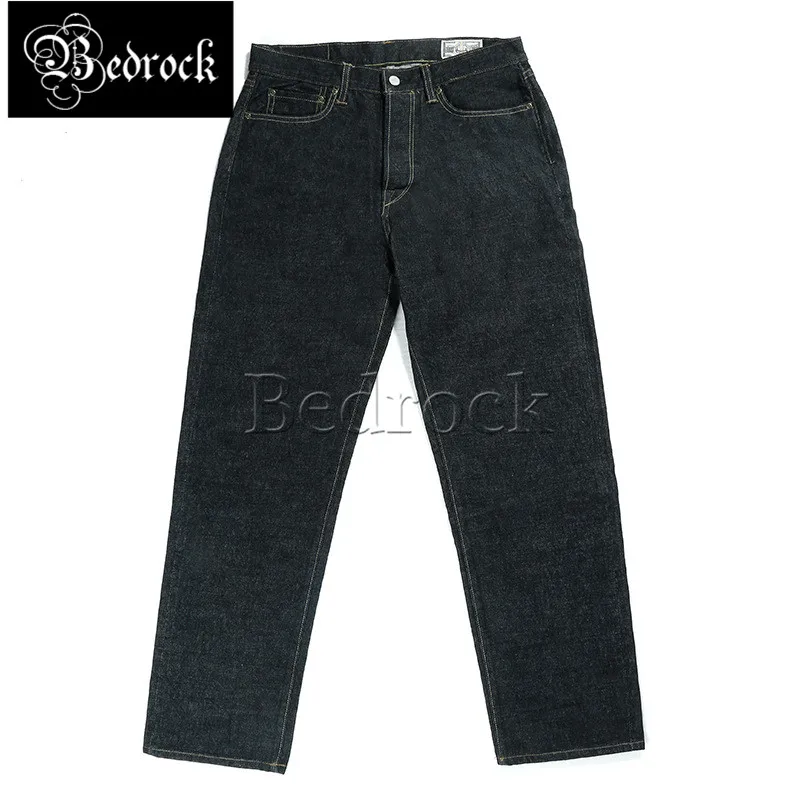 The new 15oz heavyweight original color one washed red ear denim straight jeans with embroidery cow raising jeans for men