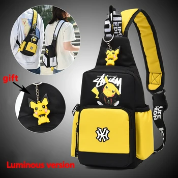 

Pokemon Shoulder Bag Sling Chest Pack Canvas Sports Large Capacity Pikachu Teens Crossbody Handbags Men Women Chest Bags