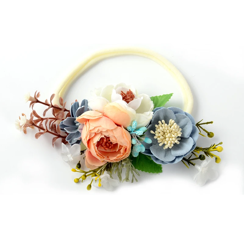 Baby Girl Headbands Nylon Floral Pearl for Newborns Infant Toddler
