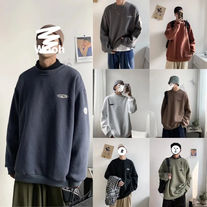 Sudadera con capucha para hombre, de algodón, Polar, informal, ropa de calle holgada, con cuello redondo, para parejas, primavera y otoño, 2021
