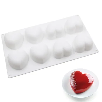 

Mousse Cake Molds Food Grade Silicone 3D Nonstick Halloween Chocolate Truffle Pudding Jelly Desserts Molds Heart 8-Cavity