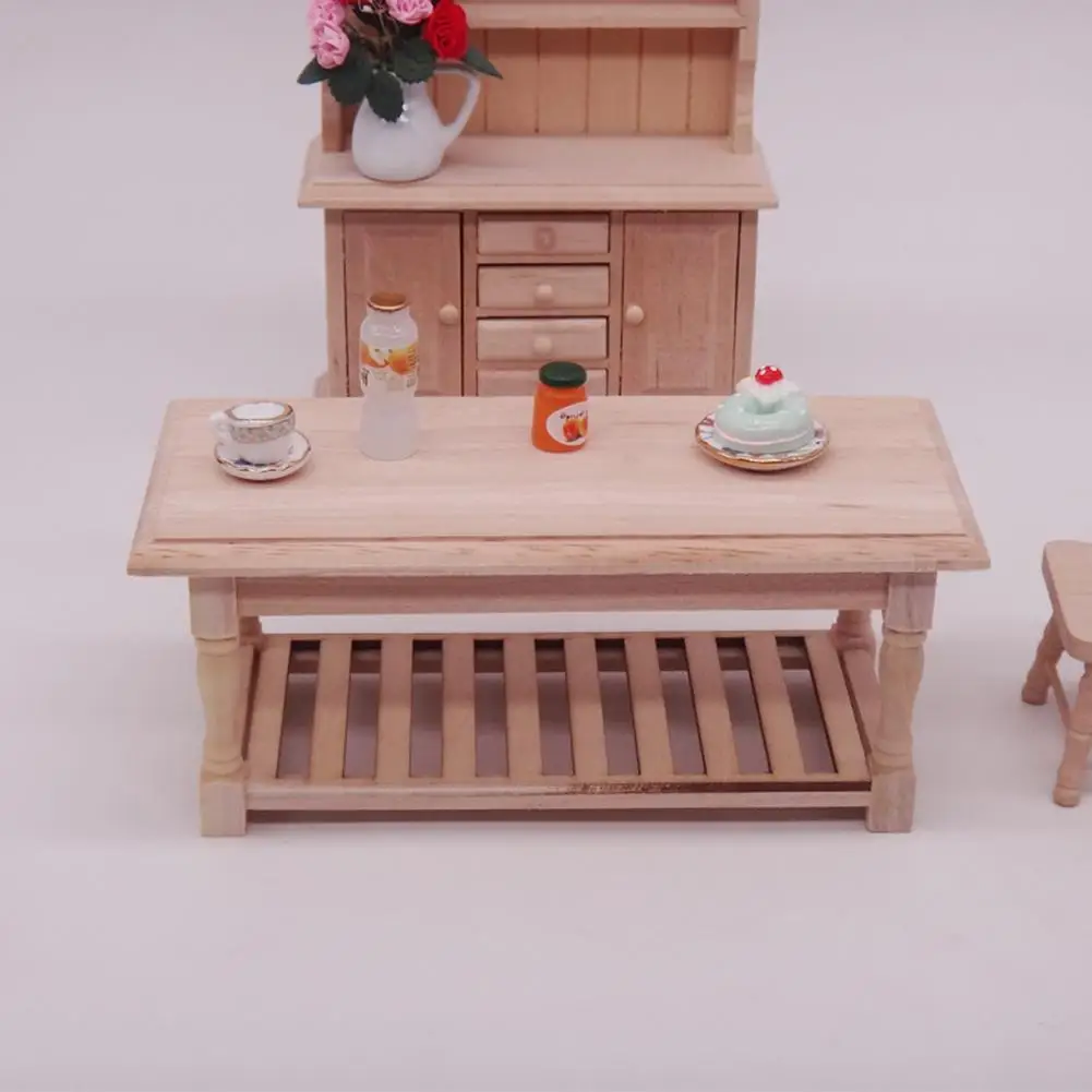 

Tea Table Model Toys 1/12 Wooden Miniature Blank Tea Table Furniture Model DIY Dollhouse Accessory For Kids Toys