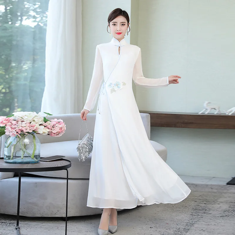 

Chinese-style Dress Autumn & Winter Nation Chinese Clothing Improved Cheongsam nian qing kuan GIRL'S Tea Service Zen Retro WOMEN