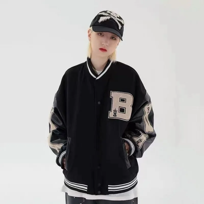 

European and American high street letter embroidery high-quality jacket coat women street hip-hop couple baseball uniform jacket