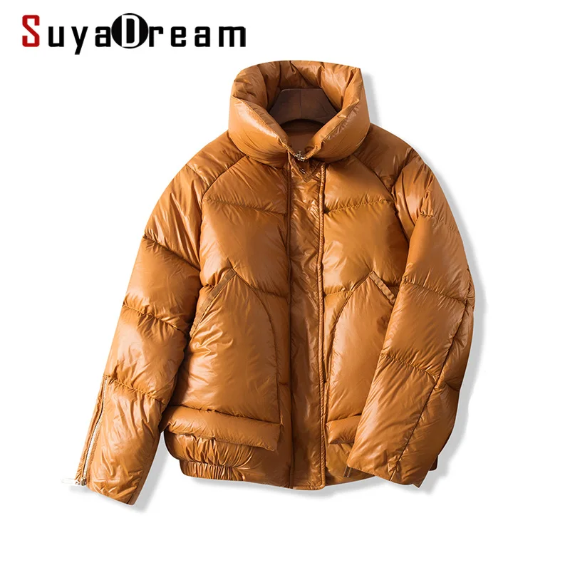 SuyaDream, женские плотные пуховые пальто со стоячим воротником, стеганые теплые парки на молнии, 90% белая утка, зимняя верхняя одежда