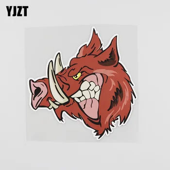 

YJZT 14CMX14.7CM Fierce Animal Decal A Wild Boar Car Sticker 13B-0137
