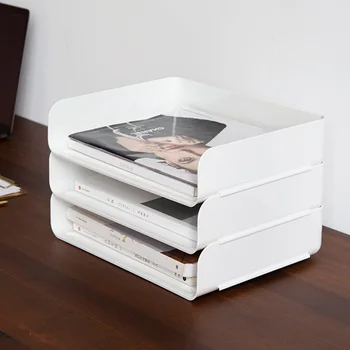 

Document Tray Sundries Anti Slip Magazine Desktop Organizer PS Stackable Rack Letter Holder Office Storage Durable File School