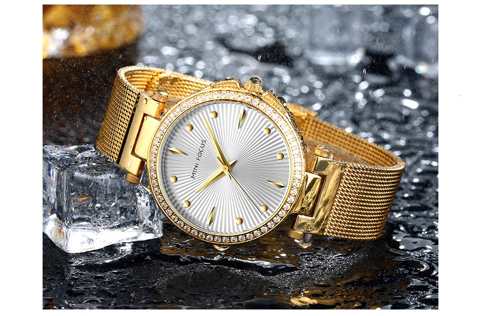 MINIFOCUS женские часы золотые водонепроницаемые женские часы для женщин часы брендовые Роскошные модные повседневные женские кварцевые наручные часы