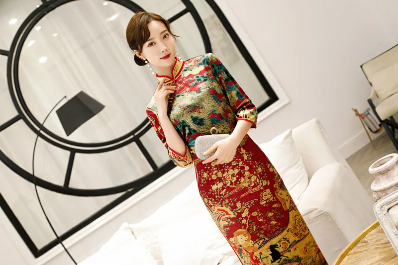Новинка, традиционное китайское платье Cheongsam Mori Girl, бархатное платье Qipao, женское тонкое платье в восточном стиле, элегантные вечерние платья