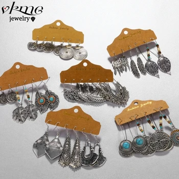 

VKME Vintage Metal Women Drop earrings set Brincos Jewellery