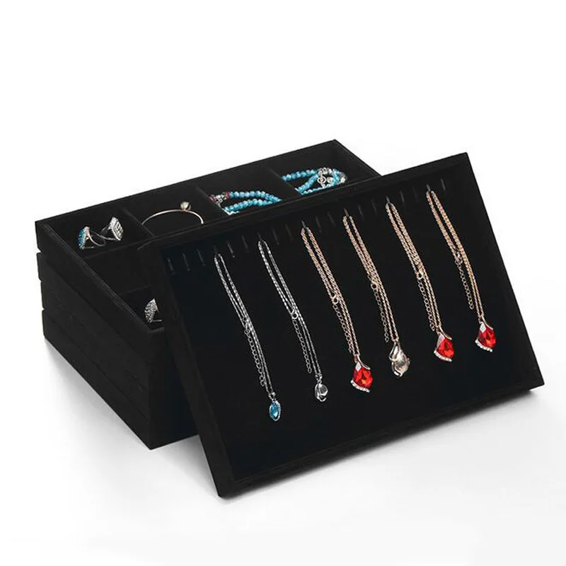 Black Velvet Jewelry Display Storage Tray Black Velvet Jewelry