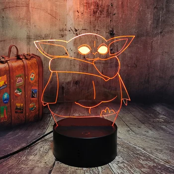 

Star Wars Series Baby Yoda Model 3D LED Illusion Night Light Creative lamps Boys Bedroom Sleeping Mood lava Decor Movie Fans Toy