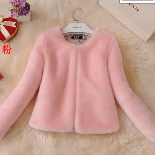 Розовый Меховые женские пальто из искусственного меха Осенняя Женская куртка из искусственного меха элегантное пальто из искусственного меха кролика короткая тонкая верхняя одежда ретро жилетка M894 - Цвет: Розовый