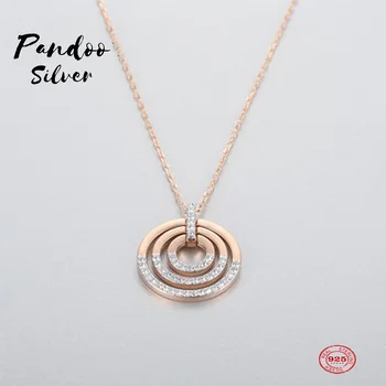 

PANDOO Fashion Charm Pure 925 Silver Original 1:1 Copy, Simple And Elegant Round Exquisite Necklace Female Luxury Jewelry Gifts