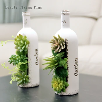 

Direct marketing simulation meat wine bottle green plant potted plant bonsai home decoration artificial flower decoration