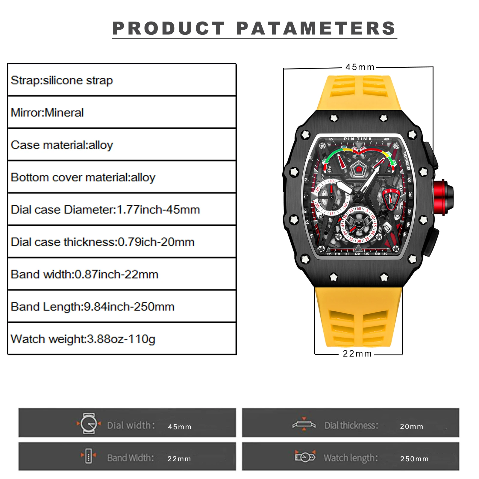 2022 Luxury Fashion Men Watch All Dial Work Chronograph Function Stopwatch Rubber Strap Quartz Wristwatches Sports Watches for men