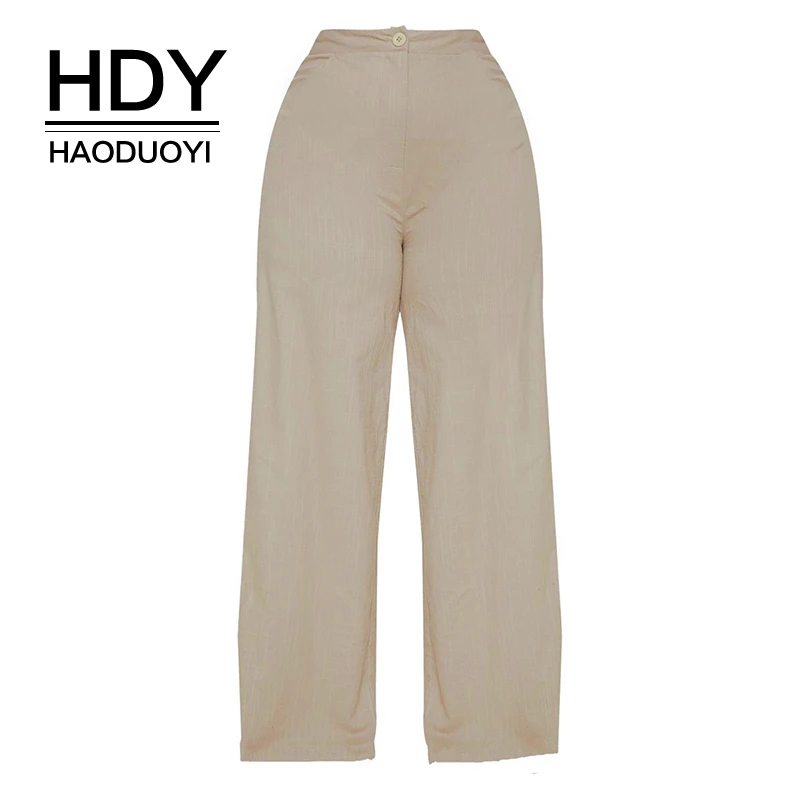 

HDY Haoduoyi Summer Street Sports And Leisure Large Size Loose Wide Leg Zip Button High Waist Solid Color Wild Wide Leg Pants