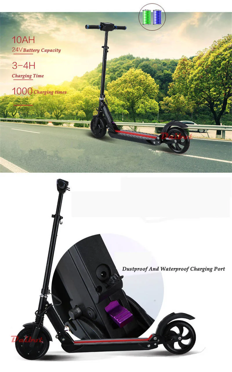 Daibot самокат для взрослых, два колеса, электрические самокаты, 8 дюймов, 36 В, 350 Вт, 30 км/ч, портативный складной электрический скейтборд