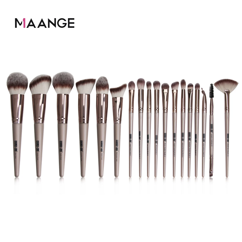 18pcs brown MAANGE 12/18/20 шт. кисти для макияжа Набор Профессиональный набор кистей Многофункциональный пудра помада тени для век макияж кисти Красота инструменты - Handle Color: 18pcs brown