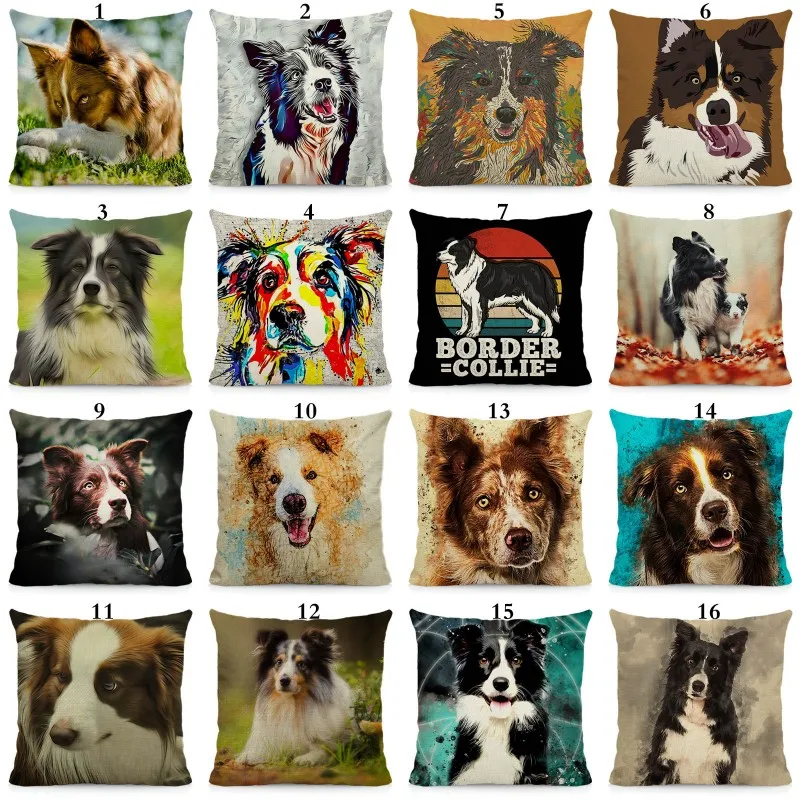 

XUNYU Cute Border collie Cushion Cover Home Decorative Sofa Pillow Case 45x45cm DWG025