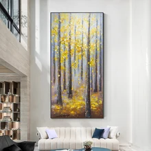 

Large Size Hand Painted Wall Art Oil Painting Abstract Landscape Forest Tree Canvas Painting Living Room Decoration Unframed