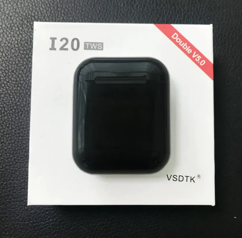 Черный I20 Tws 1:1, I20, Bluetooth наушники, беспроводные Bluetooth 5,0, наушники с сенсорным управлением для мобильных телефонов, Pk W1, чип Pk 10 Tws - Цвет: Черный