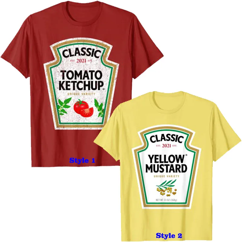 Желтая горчичная самодельная одежда Ketchup с приправами парная группа костюм на