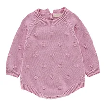 Зимняя одежда для новорожденных; свитер с длинными рукавами для младенцев; Милое трикотажное боди для маленьких девочек; комплекты одежды