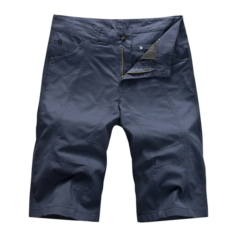 Мужские хлопковые летние шорты большого размера, дышащие, износостойкие, с несколькими карманами, повседневные шорты для альпинизма, туризма, кемпинга - Цвет: Blue
