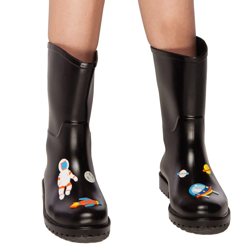 Резиновые сапоги из ПВХ Водонепроницаемые Женские ботинки до середины икры с