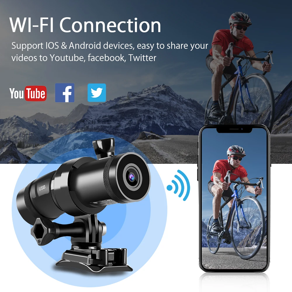 

BOBLOV Waterproof Camera for Motorcycle Bicycle WIFI Dual DVR Dash Cam 1080P Helmet Camera Night Vision SONY IMX307 Bike Camera